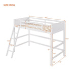 Lit mezzanine simple en bois massif avec échelle