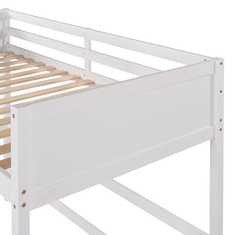 Lit mezzanine simple en bois massif avec échelle