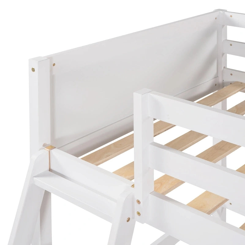 Lit mezzanine simple en bois massif avec échelle