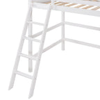 Lit mezzanine simple en bois massif avec échelle