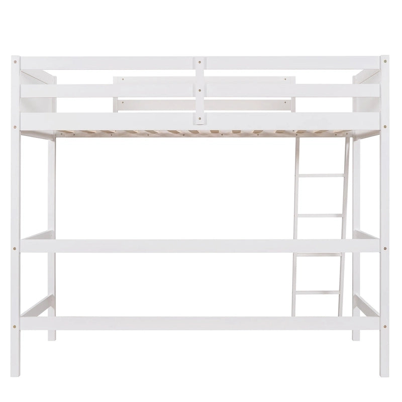 Lit mezzanine simple en bois massif avec échelle