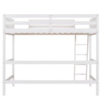 Lit mezzanine simple en bois massif avec échelle