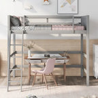Lit mezzanine simple en bois massif avec échelle