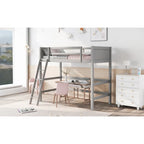 Lit mezzanine simple en bois massif avec échelle