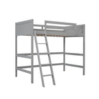 Lit mezzanine simple en bois massif avec échelle