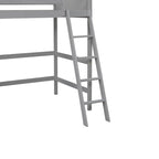 Lit mezzanine simple en bois massif avec échelle