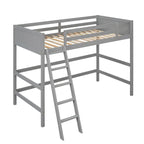 Lit mezzanine simple en bois massif avec échelle
