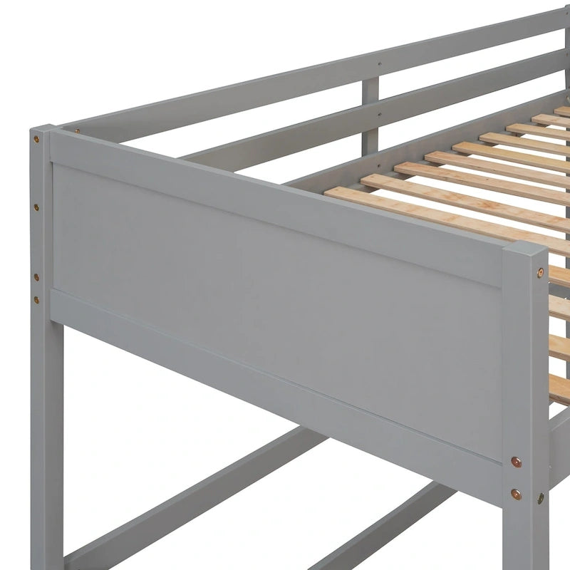 Lit mezzanine simple en bois massif avec échelle