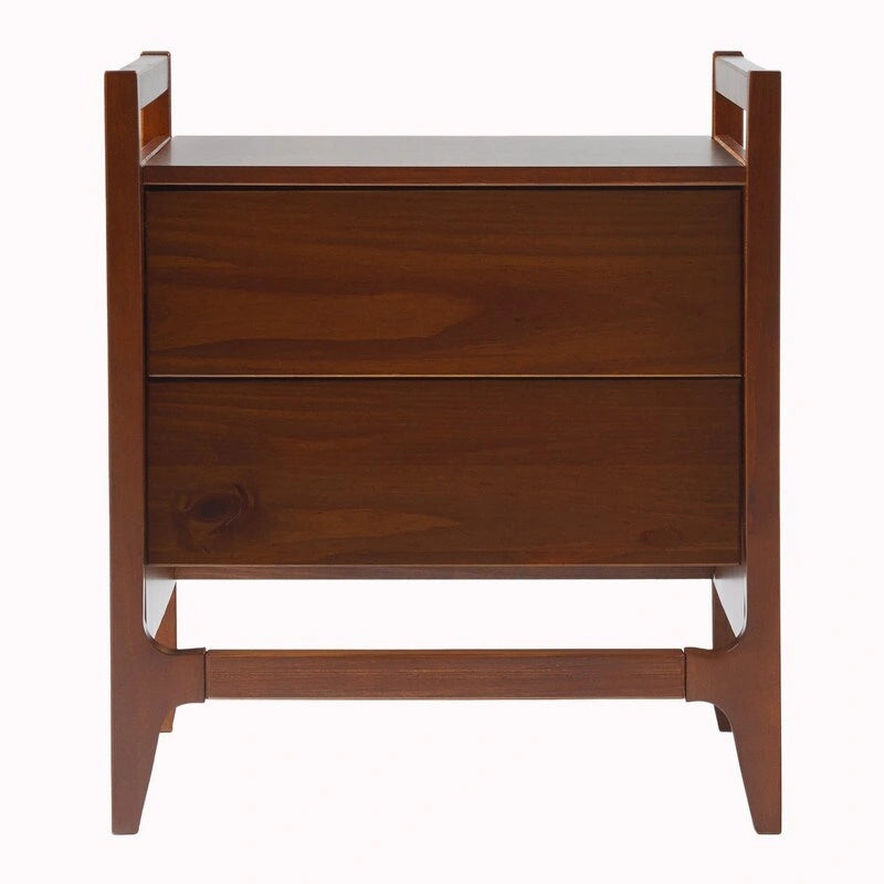 Table de chevet scandinave en bois massif à façade angulaire