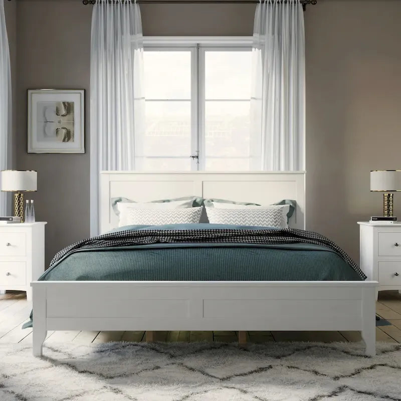 Lit plateforme Queen moderne en bois massif