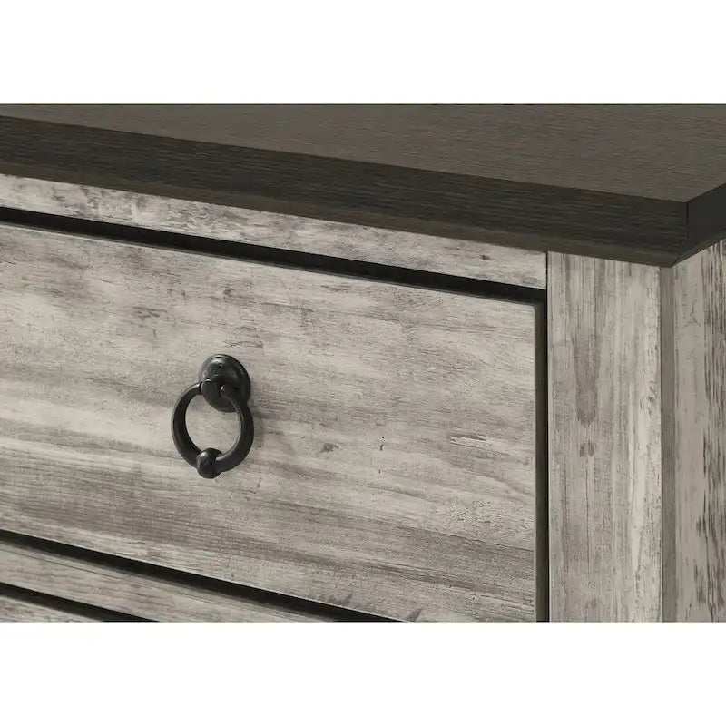 Ensemble de chambre à coucher Aimon 4 pièces, panneaux gris rustiques