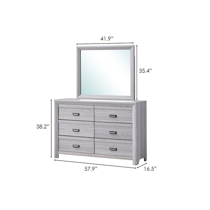 Ensemble de chambre à coucher Essa 3 pièces à panneaux gris