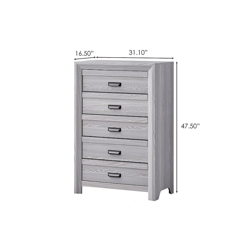 Ensemble de chambre à coucher Essa 3 pièces à panneaux gris