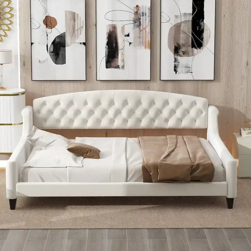 Lit de jour moderne et luxueux capitonné à boutons, 100%