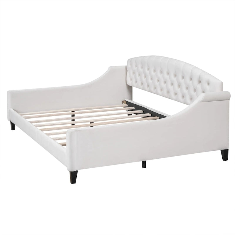 Lit de jour moderne et luxueux capitonné à boutons, 100%