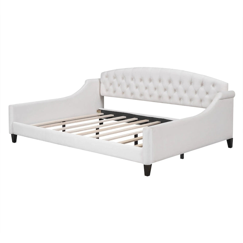 Lit de jour moderne et luxueux capitonné à boutons, 100%