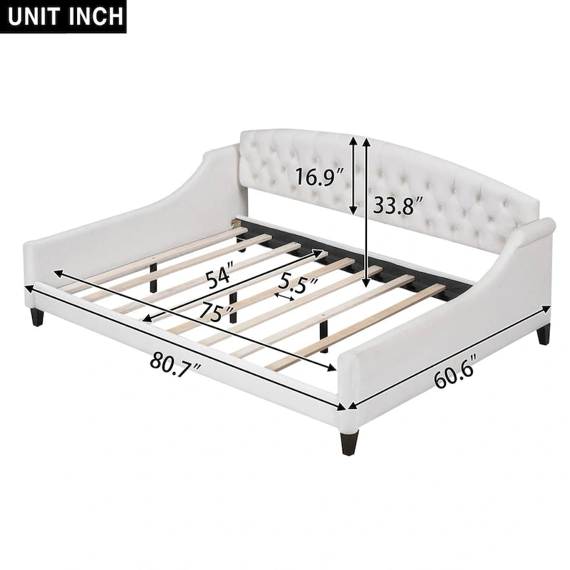 Lit de jour moderne et luxueux capitonné à boutons, 100%