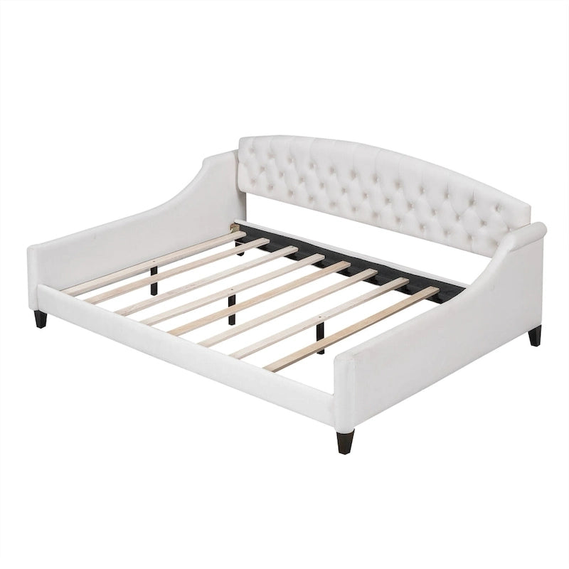Lit de jour moderne et luxueux capitonné à boutons, 100%