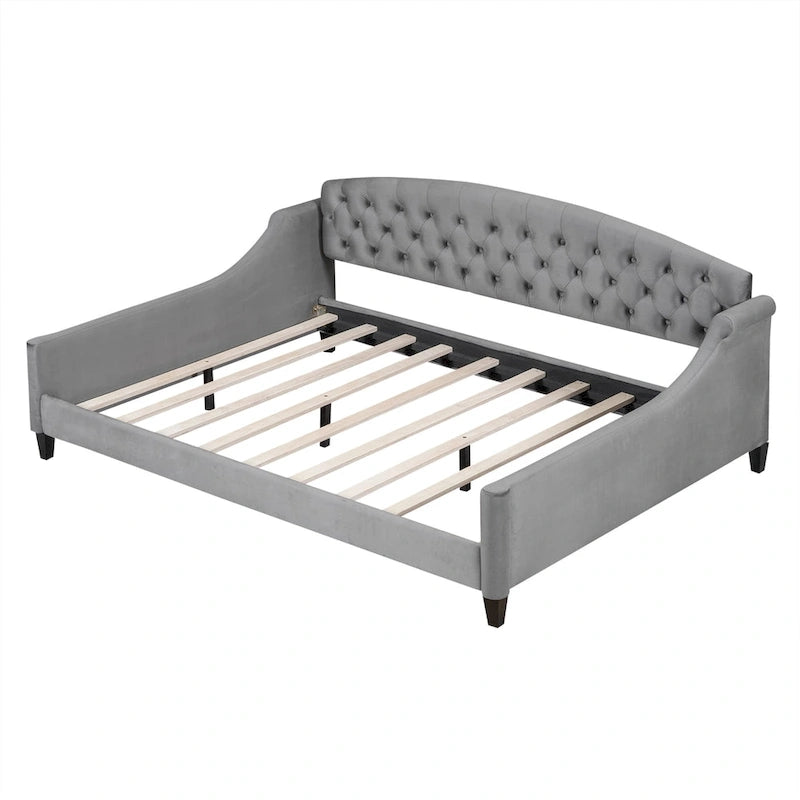 Lit de jour moderne et luxueux capitonné à boutons, 100%