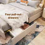 Cadre de lit Queen Size et tête de lit de 59,06 po avec garniture dorée