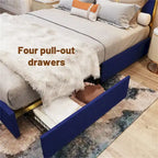 Cadre de lit Queen Size et tête de lit de 59,06 po avec garniture dorée