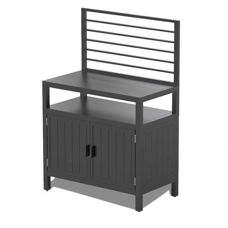 Îlot de rangement de cuisine extérieure en aluminium avec fixation murale, meuble de rangement pour barbecue autoportant