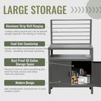 Îlot de rangement de cuisine extérieure en aluminium avec fixation murale, meuble de rangement pour barbecue autoportant