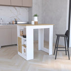 Îlot de cuisine avec armoire à une porte à ouverture par simple pression et étagères latérales