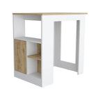 Îlot de cuisine avec armoire à une porte à ouverture par simple pression et étagères latérales