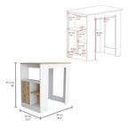 Îlot de cuisine avec armoire à une porte à ouverture par simple pression et étagères latérales