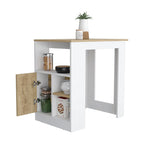 Îlot de cuisine avec armoire à une porte à ouverture par simple pression et étagères latérales