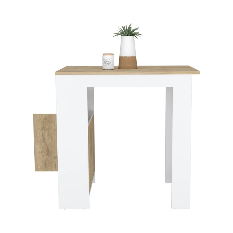 Îlot de cuisine avec armoire à une porte à ouverture par simple pression et étagères latérales