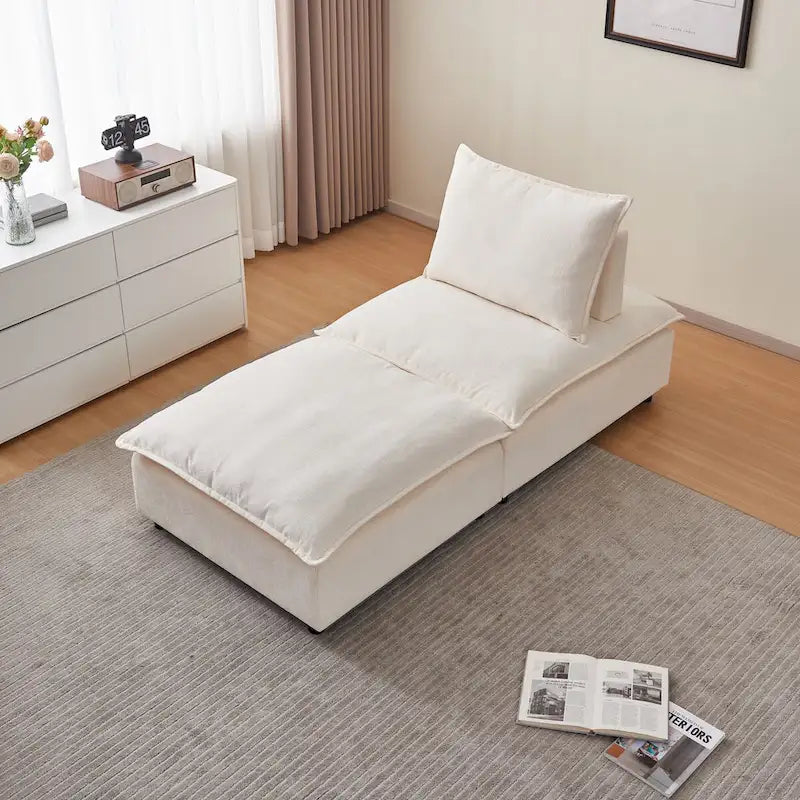 Fauteuil d'appoint sans accoudoirs, canapé une place avec pouf - Design compact, gain de place pour salon, chambre
