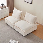 Fauteuil d'appoint sans accoudoirs, canapé une place avec pouf - Design compact, gain de place pour salon, chambre