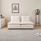 Fauteuil d'appoint sans accoudoirs, canapé une place avec pouf - Design compact, gain de place pour salon, chambre