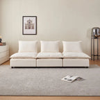 Fauteuil d'appoint sans accoudoirs, canapé une place avec pouf - Design compact, gain de place pour salon, chambre