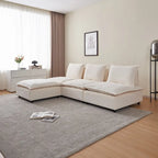 Fauteuil d'appoint sans accoudoirs, canapé une place avec pouf - Design compact, gain de place pour salon, chambre