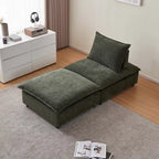 Fauteuil d'appoint sans accoudoirs, canapé une place avec pouf - Design compact, gain de place pour salon, chambre