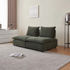 Fauteuil d'appoint sans accoudoirs, canapé une place avec pouf - Design compact, gain de place pour salon, chambre