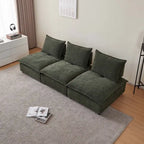 Fauteuil d'appoint sans accoudoirs, canapé une place avec pouf - Design compact, gain de place pour salon, chambre