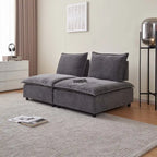 Fauteuil d'appoint sans accoudoirs, canapé une place avec pouf - Design compact, gain de place pour salon, chambre