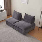 Fauteuil d'appoint sans accoudoirs, canapé une place avec pouf - Design compact, gain de place pour salon, chambre