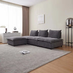 Fauteuil d'appoint sans accoudoirs, canapé une place avec pouf - Design compact, gain de place pour salon, chambre