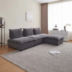 Fauteuil d'appoint sans accoudoirs, canapé une place avec pouf - Design compact, gain de place pour salon, chambre