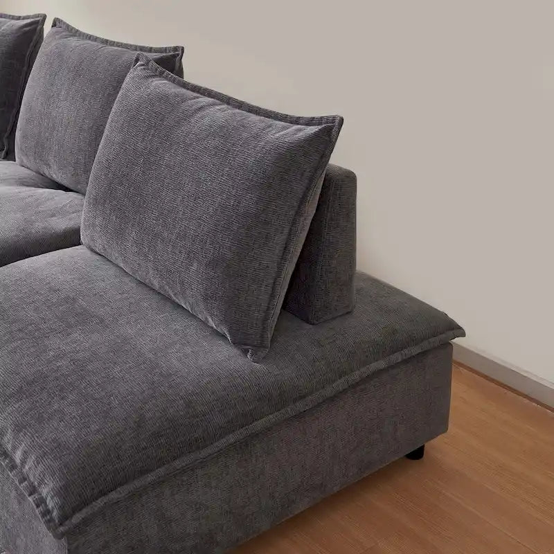 Fauteuil d'appoint sans accoudoirs, canapé une place avec pouf - Design compact, gain de place pour salon, chambre
