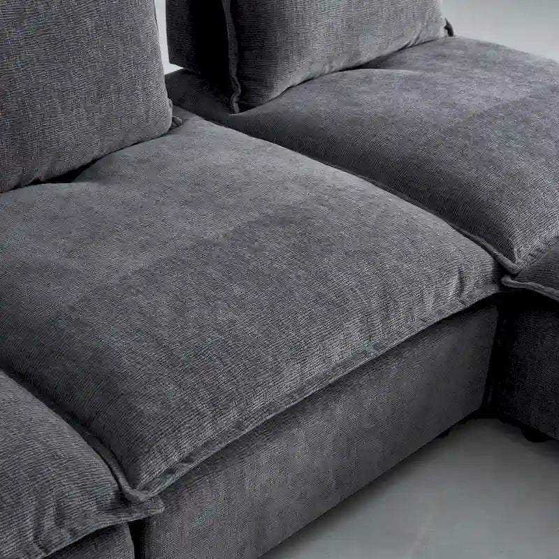 Fauteuil d'appoint sans accoudoirs, canapé une place avec pouf - Design compact, gain de place pour salon, chambre