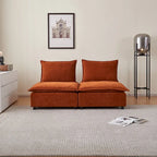 Fauteuil d'appoint sans accoudoirs, canapé une place avec pouf - Design compact, gain de place pour salon, chambre