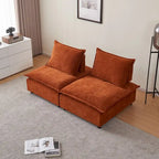 Fauteuil d'appoint sans accoudoirs, canapé une place avec pouf - Design compact, gain de place pour salon, chambre