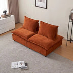 Fauteuil d'appoint sans accoudoirs, canapé une place avec pouf - Design compact, gain de place pour salon, chambre