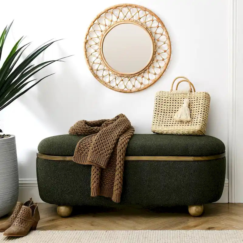 Banc ottoman de rangement, banc ottoman rembourré de bout de lit avec rangement et assise, grand banc de rangement pour couvertures
